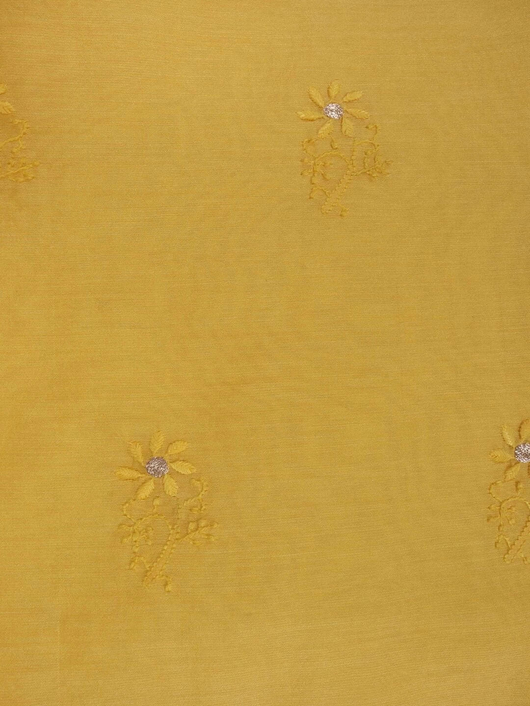 Ada Hand Embroidered Yellow Chanderi Lucknowi Chikankari Unstitched Kurta Piece 01A216053