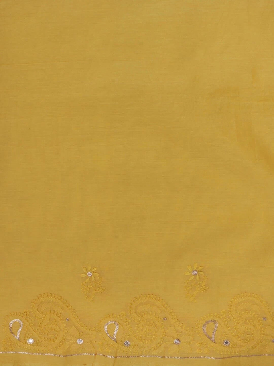Ada Hand Embroidered Yellow Chanderi Lucknowi Chikankari Unstitched Kurta Piece 01A216053