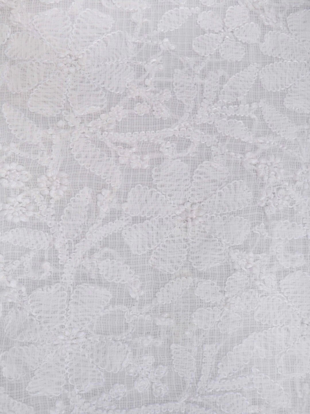 Ada Hand Embroidered White Kota Lucknowi Chikankari Unstitched Kurta Piece 01A204805