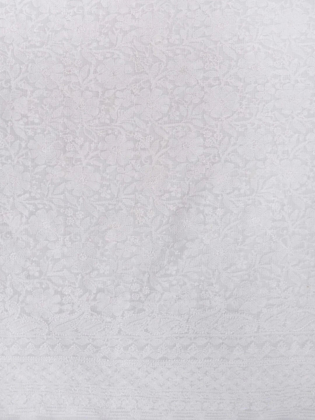 Ada Hand Embroidered White Kota Lucknowi Chikankari Unstitched Kurta Piece 01A204805