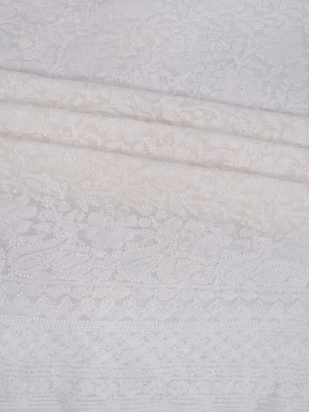 Ada Hand Embroidered White Kota Lucknowi Chikankari Unstitched Kurta Piece 01A204805