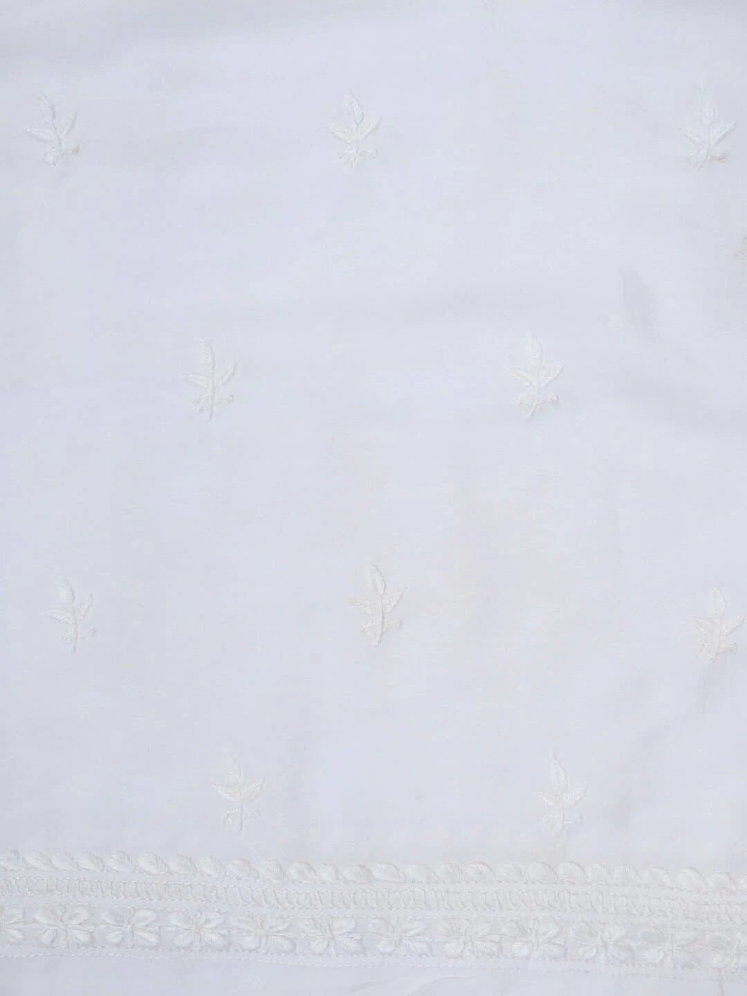 Ada Hand Embroidered White Chanderi Lucknowi Chikankari Unstitched Kurta Piece 01A132732