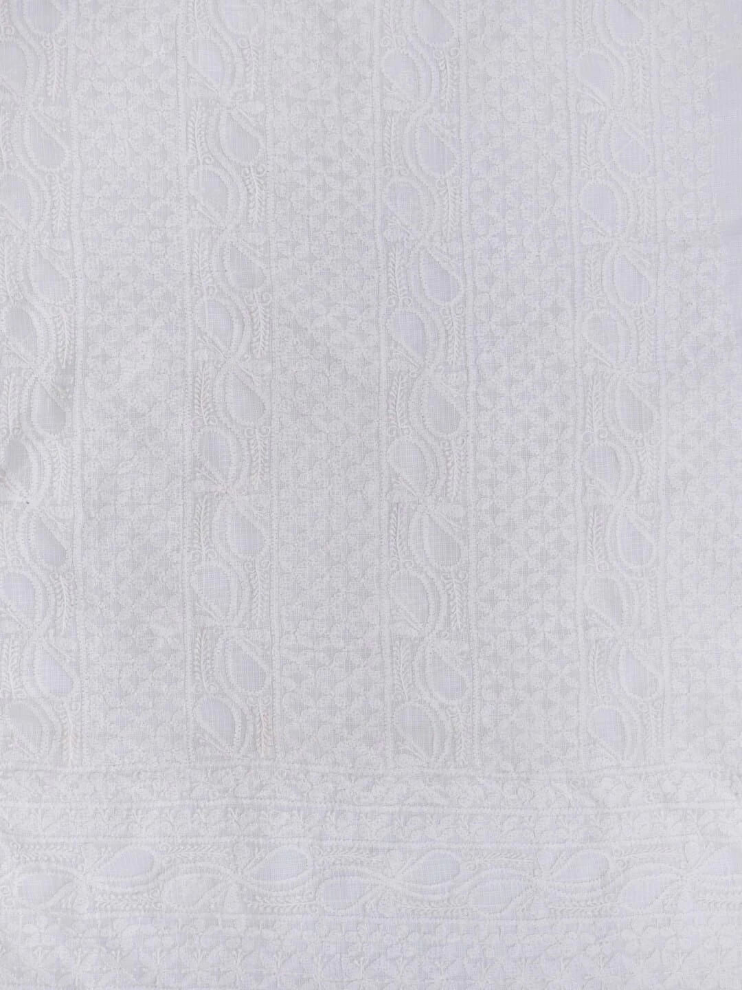 Ada Hand Embroidered White Kota Lucknowi Chikankari Unstitched Kurta Piece A604587