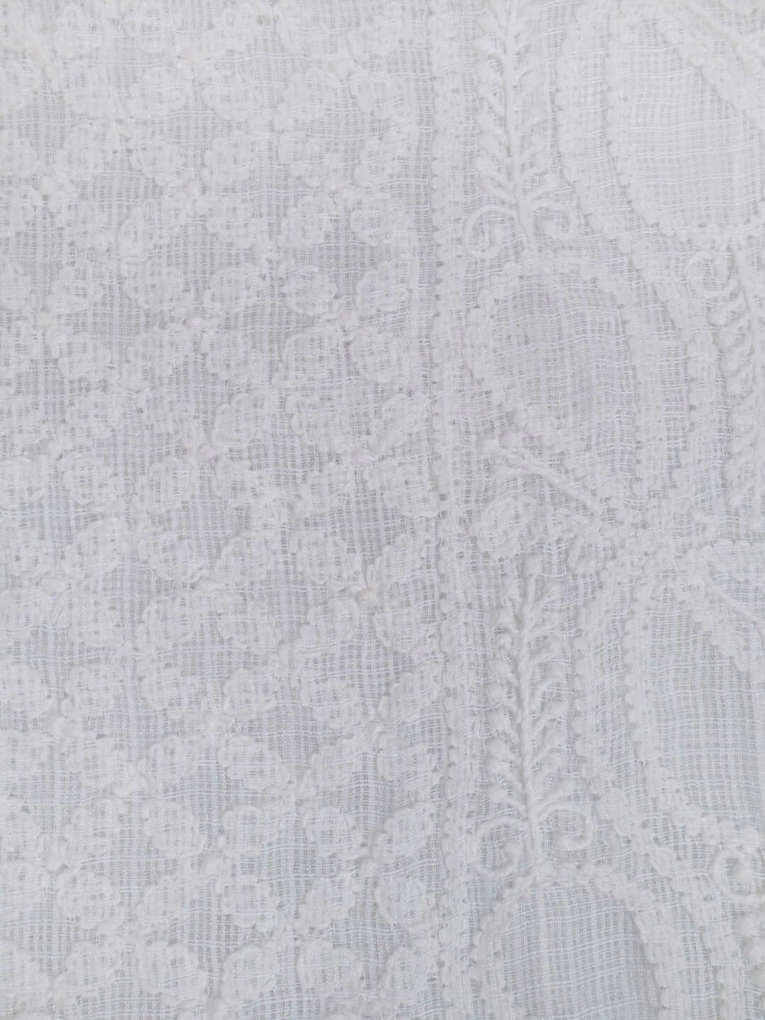 Ada Hand Embroidered White Kota Lucknowi Chikankari Unstitched Kurta Piece A604587