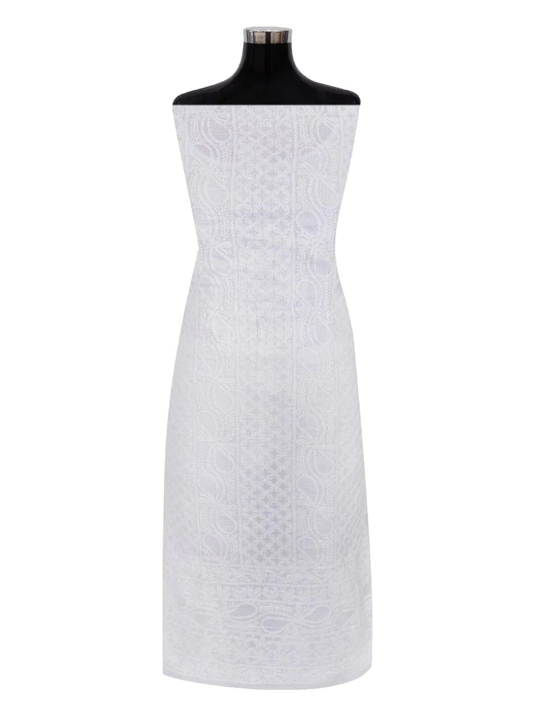 Ada Hand Embroidered White Kota Lucknowi Chikankari Unstitched Kurta Piece A604587