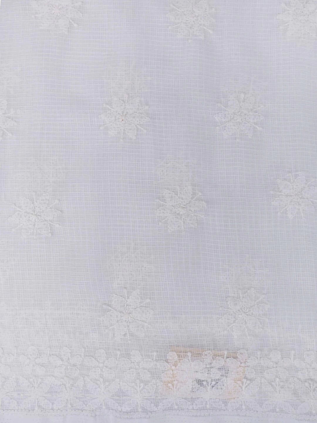 Ada Hand Embroidered White Kota Lucknowi Chikankari Unstitched Kurta Piece A604587