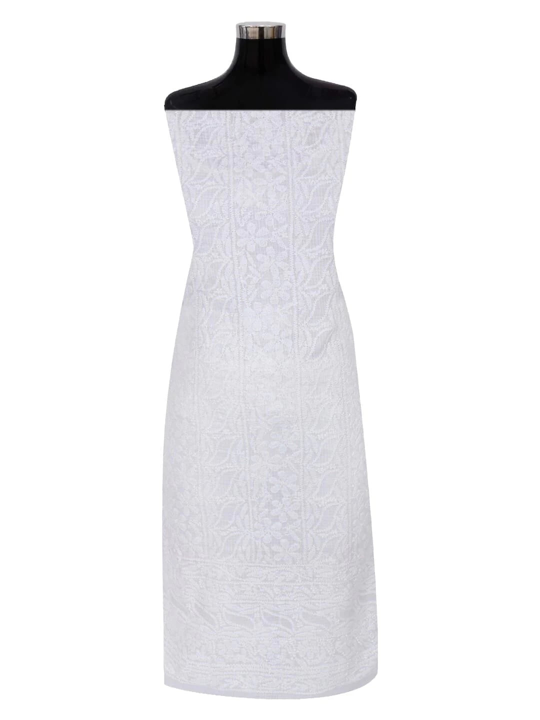 Ada Hand Embroidered White Kota Lucknowi Chikankari Unstitched Kurta Piece A623131