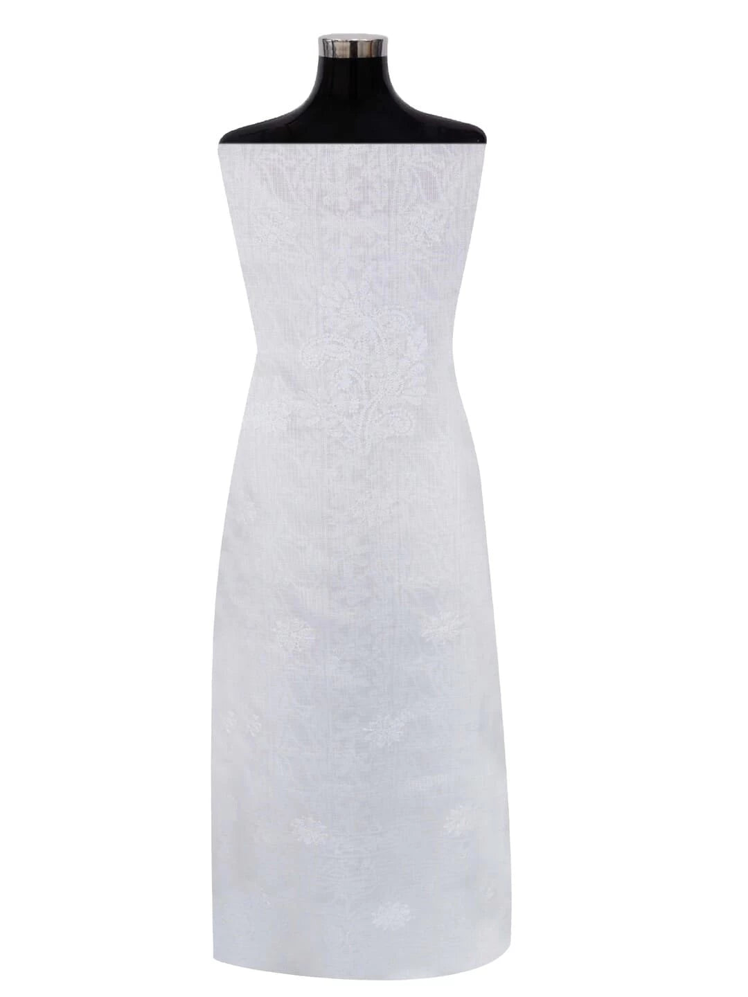 Ada Hand Embroidered White Kota Lucknowi Chikankari Unstitched Kurta Piece A623131