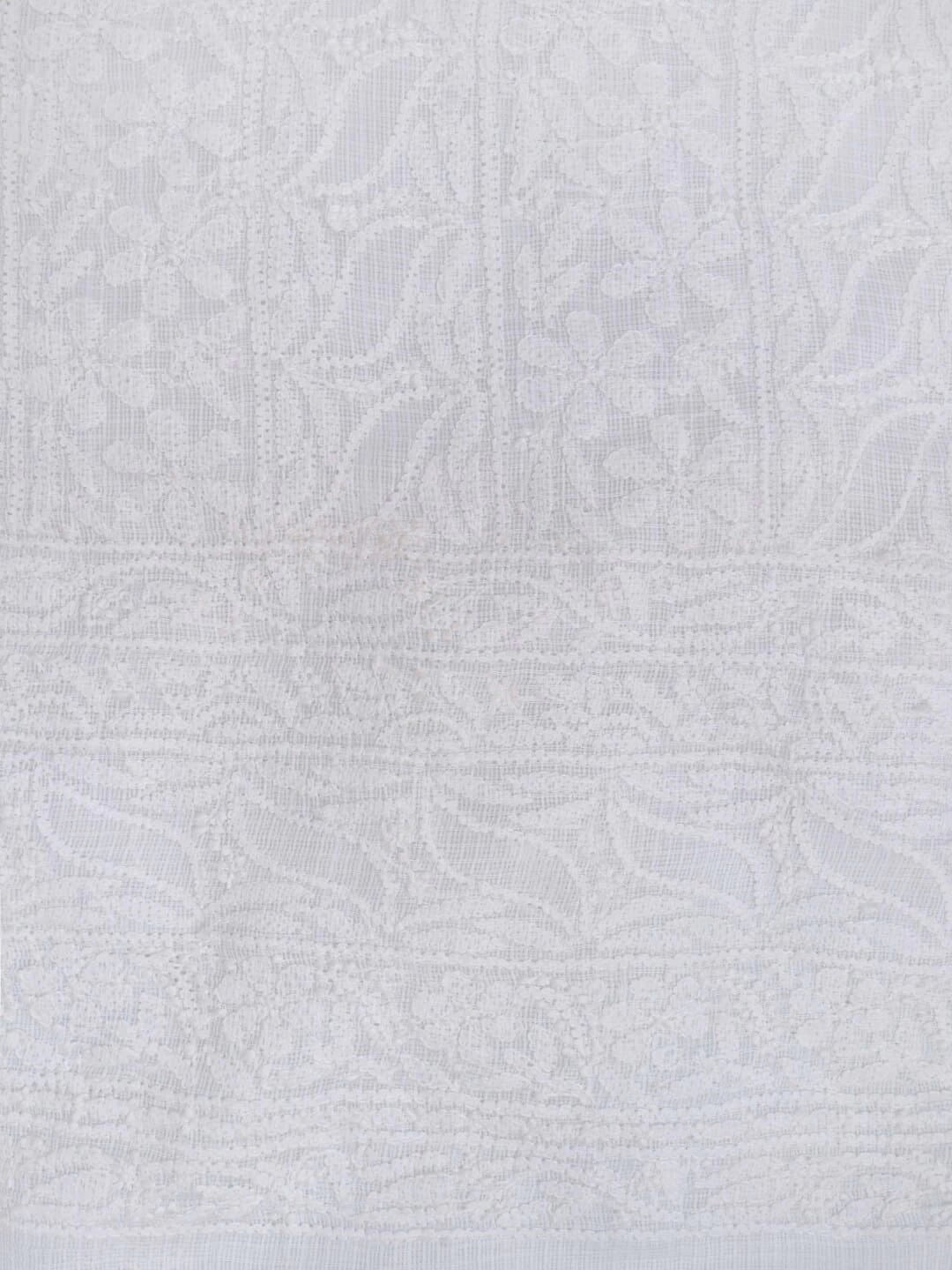 Ada Hand Embroidered White Kota Lucknowi Chikankari Unstitched Kurta Piece A623131