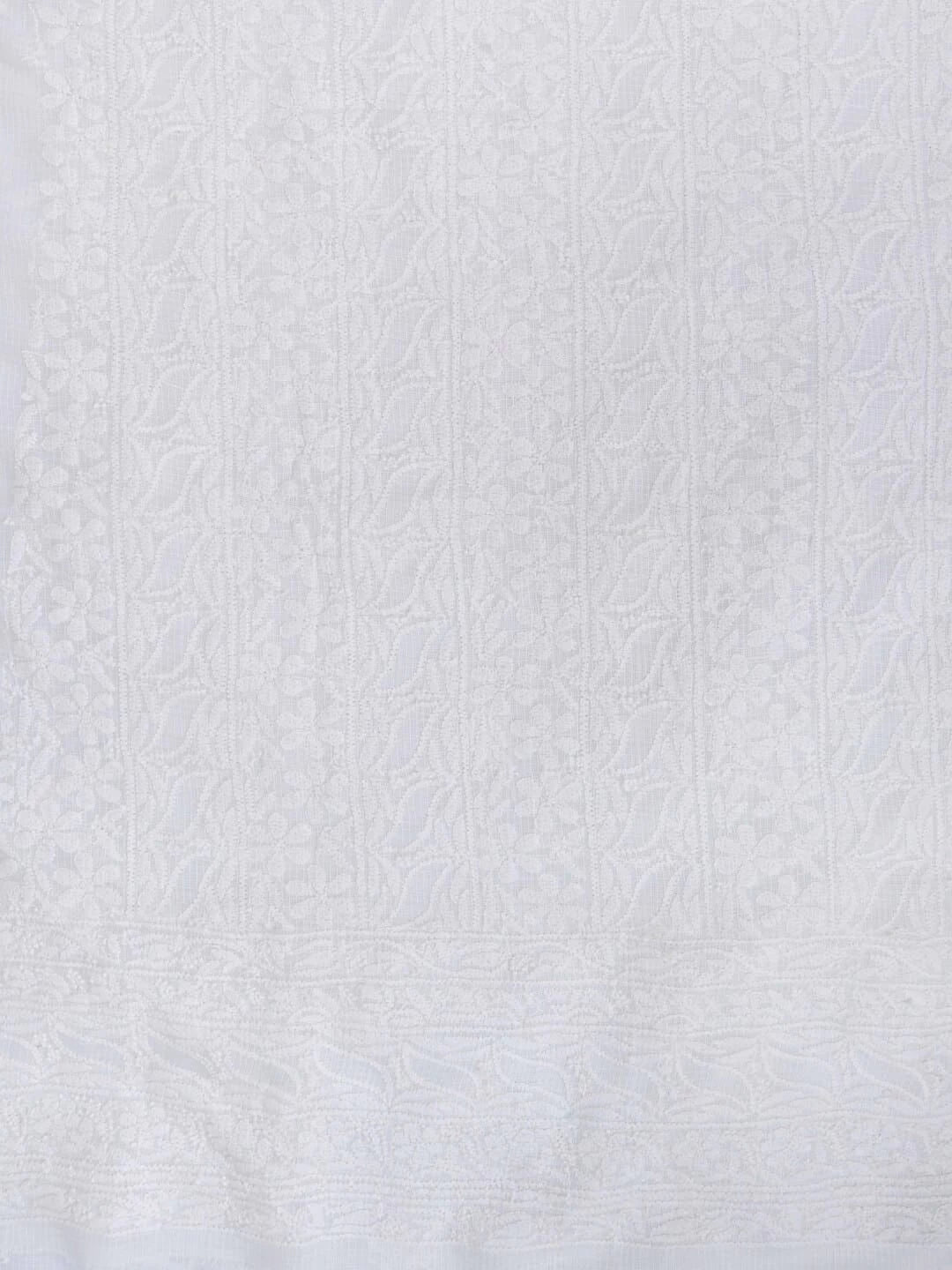 Ada Hand Embroidered White Kota Lucknowi Chikankari Unstitched Kurta Piece A623131