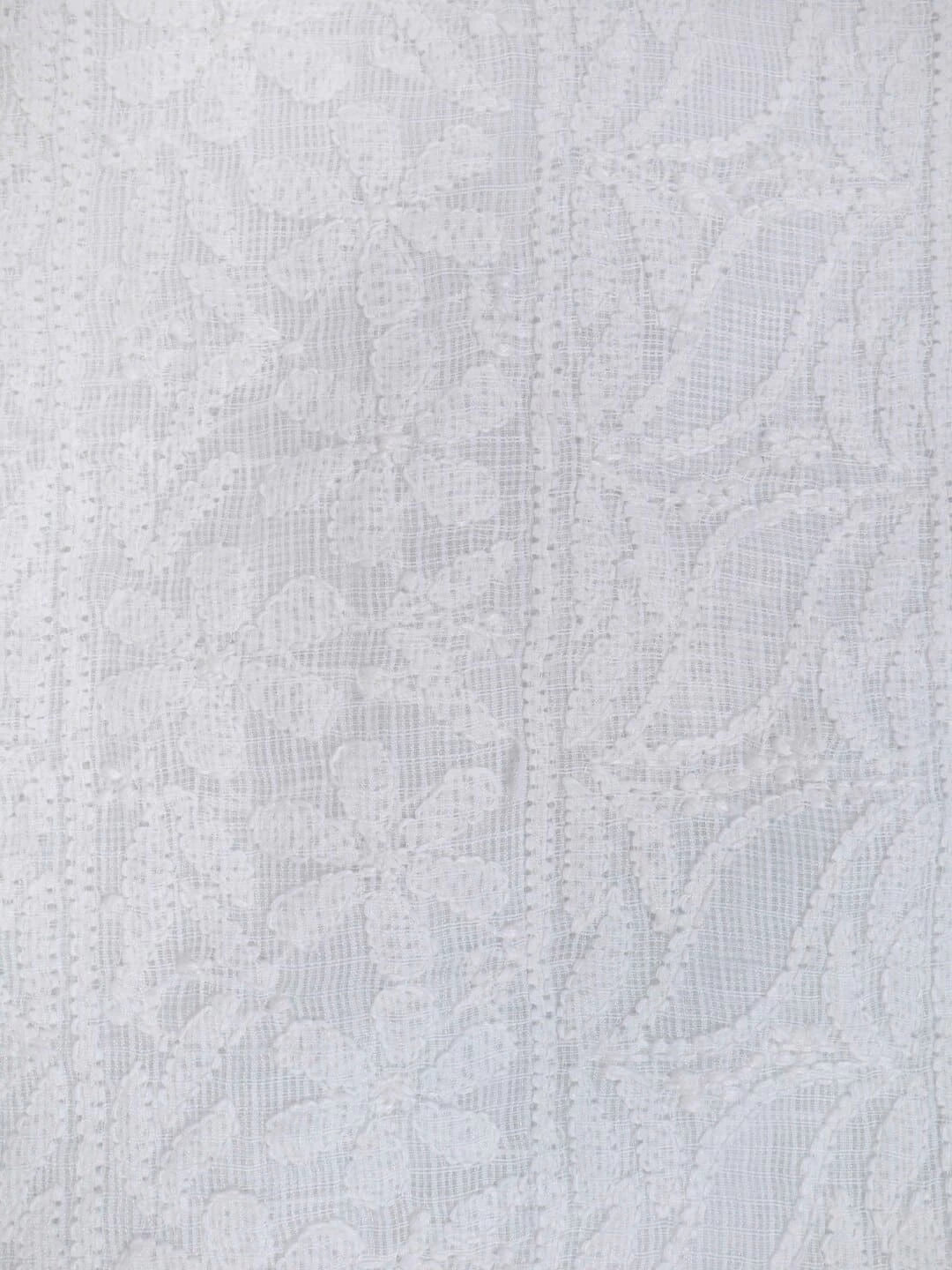 Ada Hand Embroidered White Kota Lucknowi Chikankari Unstitched Kurta Piece A623131