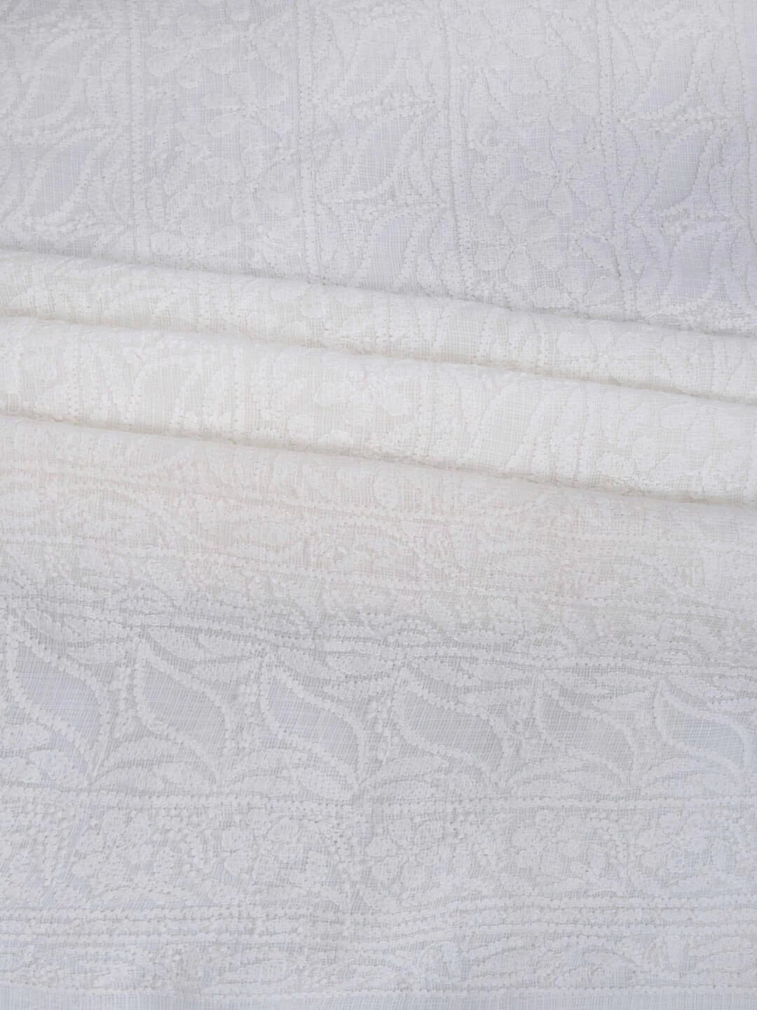 Ada Hand Embroidered White Kota Lucknowi Chikankari Unstitched Kurta Piece A623131