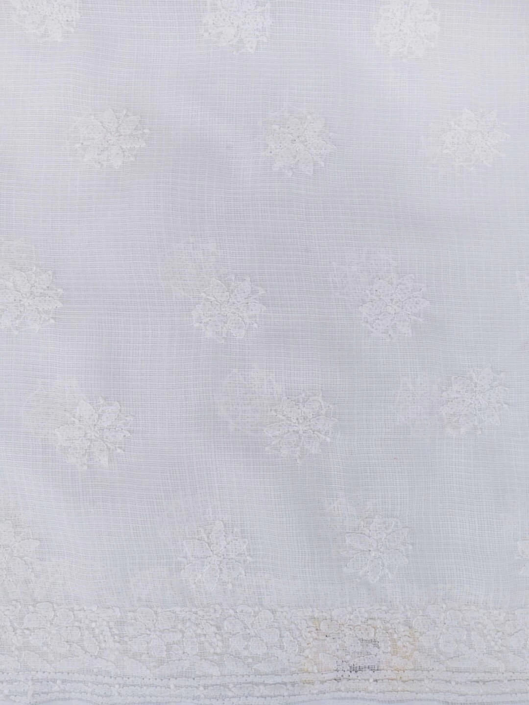 Ada Hand Embroidered White Kota Lucknowi Chikankari Unstitched Kurta Piece A623131