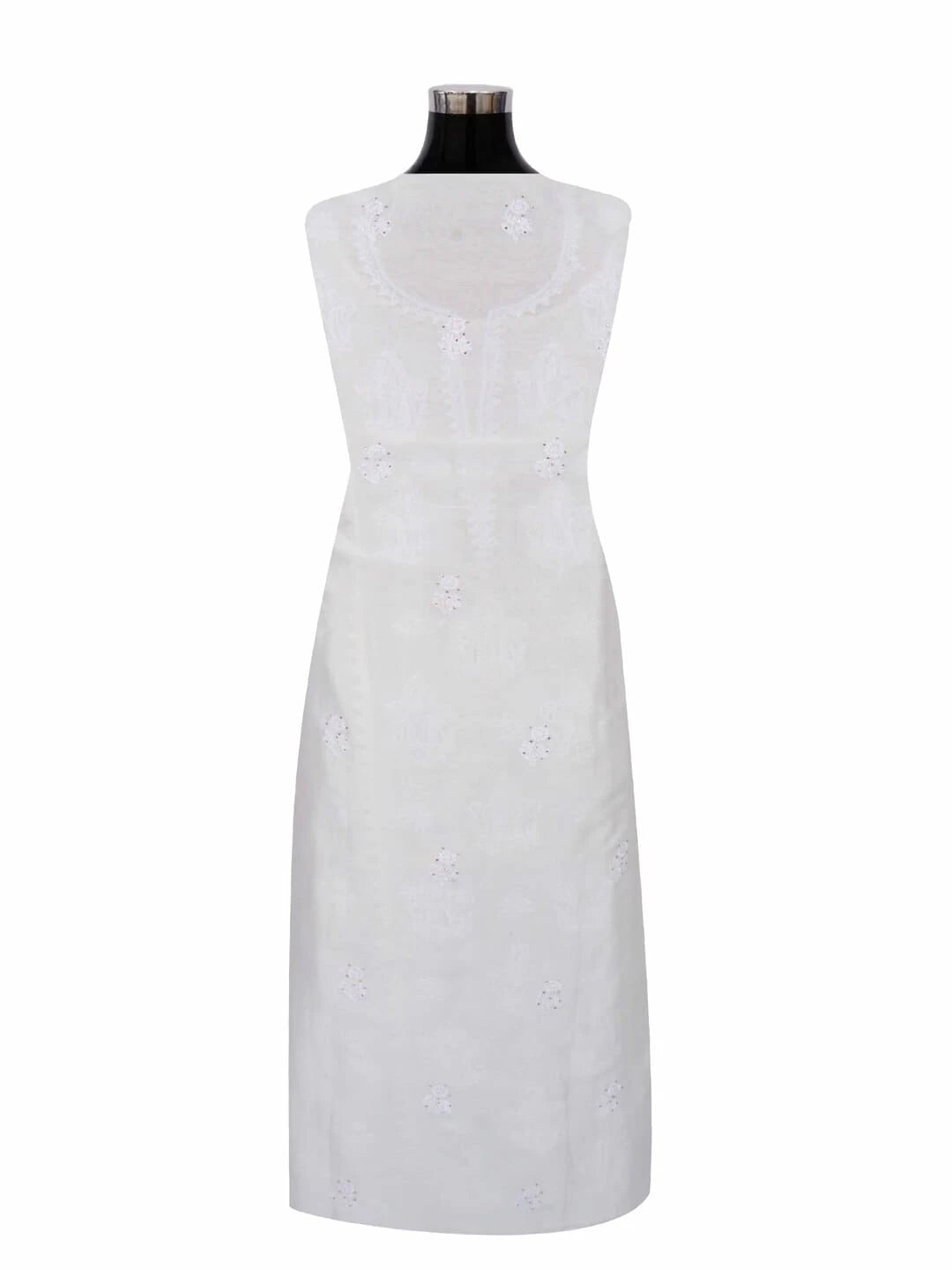 Ada Hand Embroidered Off White Chanderi Lucknowi Chikankari Unstitched Kurta Piece With Muqaish Work 01A209330