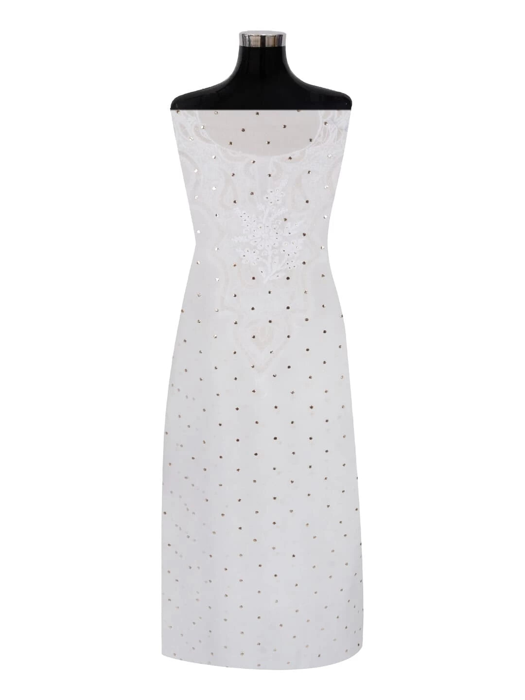 Ada Hand Embroidered White Georgette Lucknowi Chikankari Unstitched Kurta Piece With Muqaish Work 01A248205