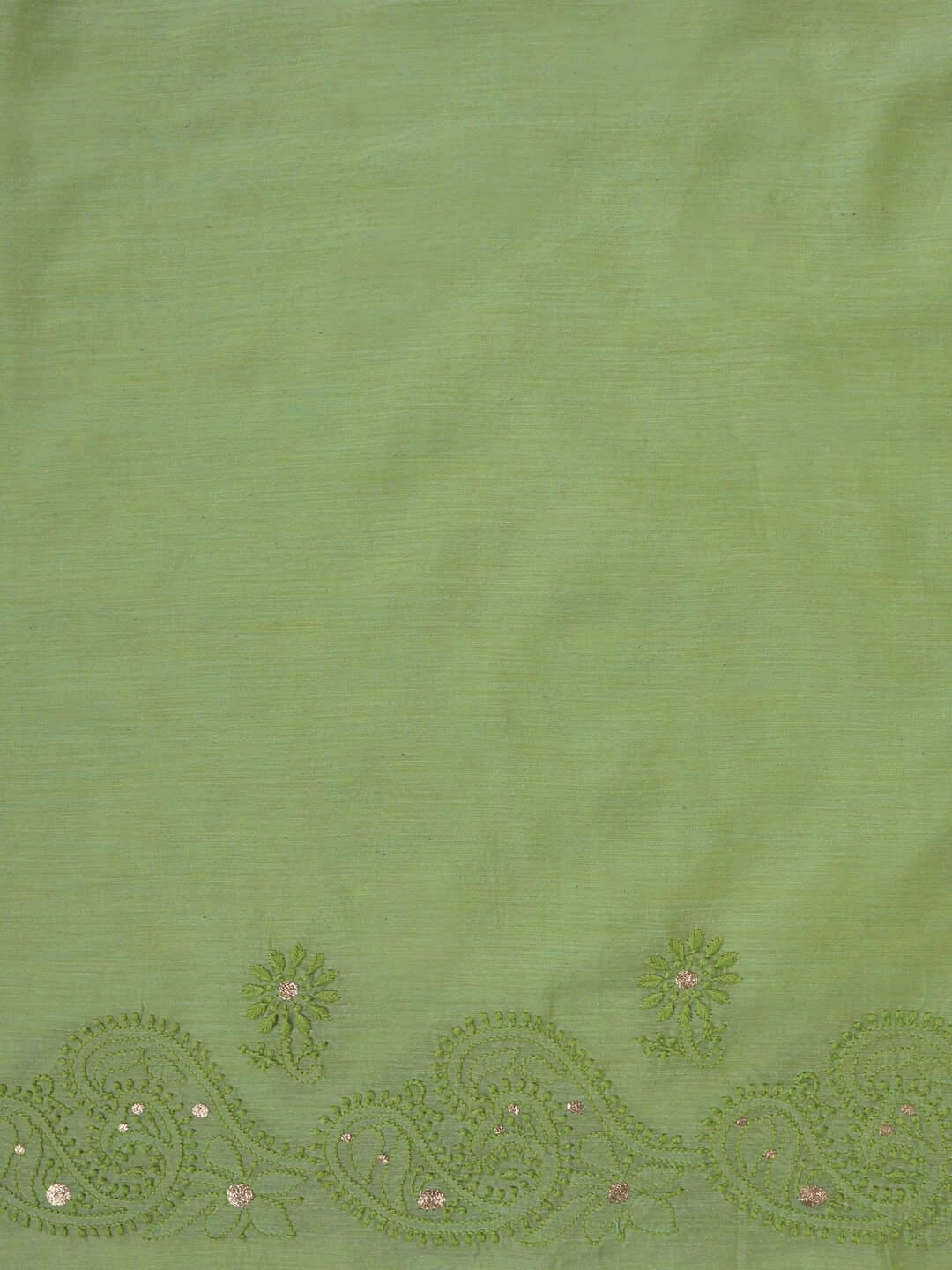 Ada Hand Embroidered Green Chanderi Lucknowi Chikankari Unstitched Kurta Piece With Zari Work 01A216055