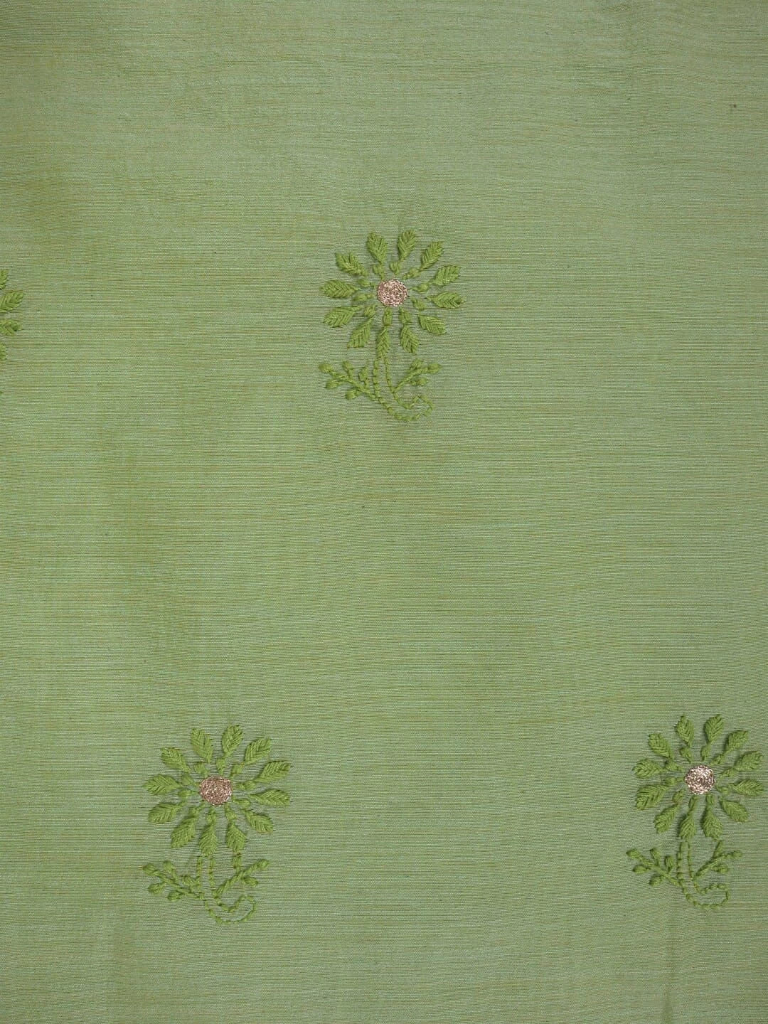 Ada Hand Embroidered Green Chanderi Lucknowi Chikankari Unstitched Kurta Piece With Zari Work 01A216055
