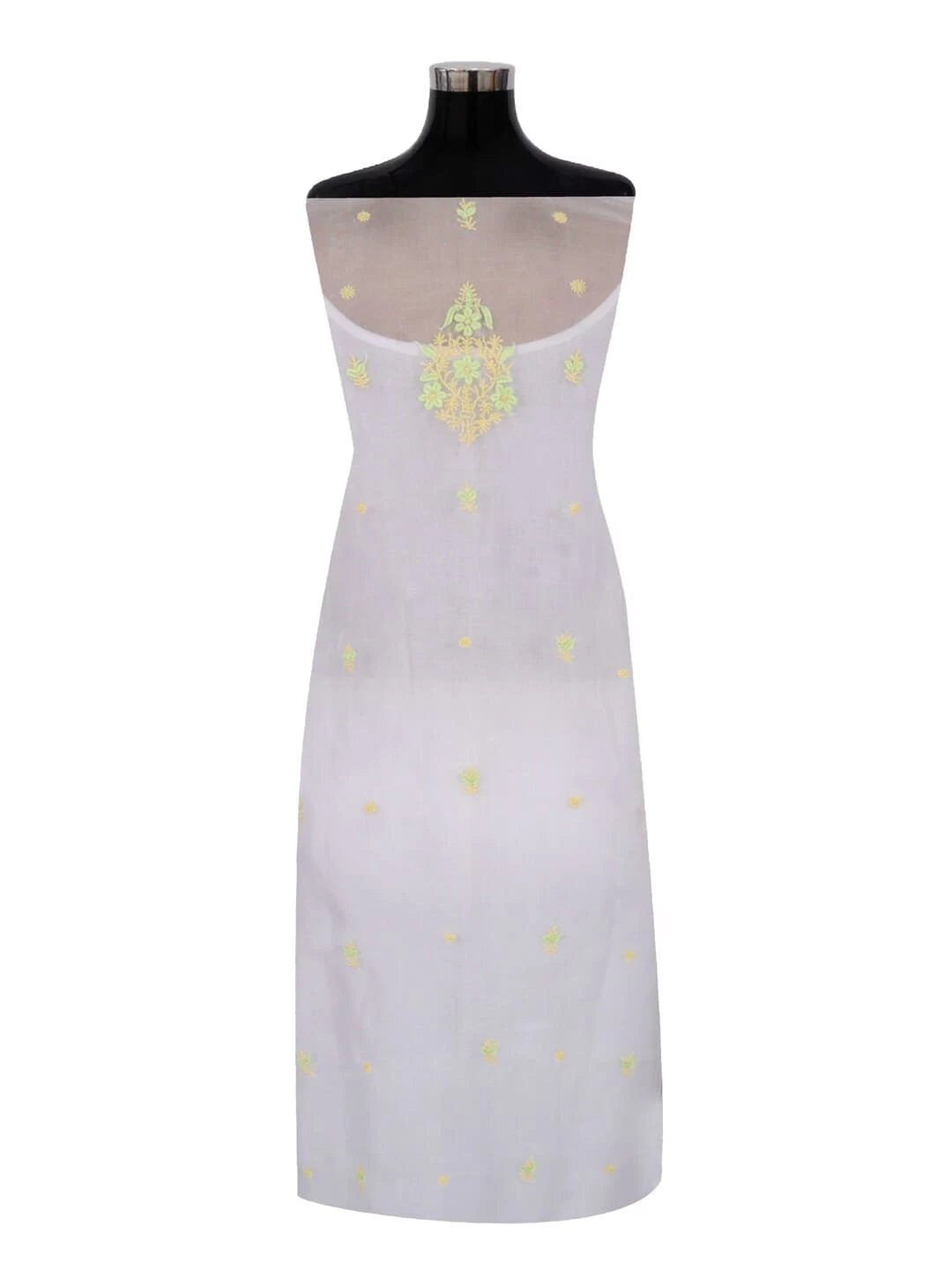 Ada Hand Embroidered White Organza Lucknowi Chikankari Semi-Stitched Kurta Piece 01A189973
