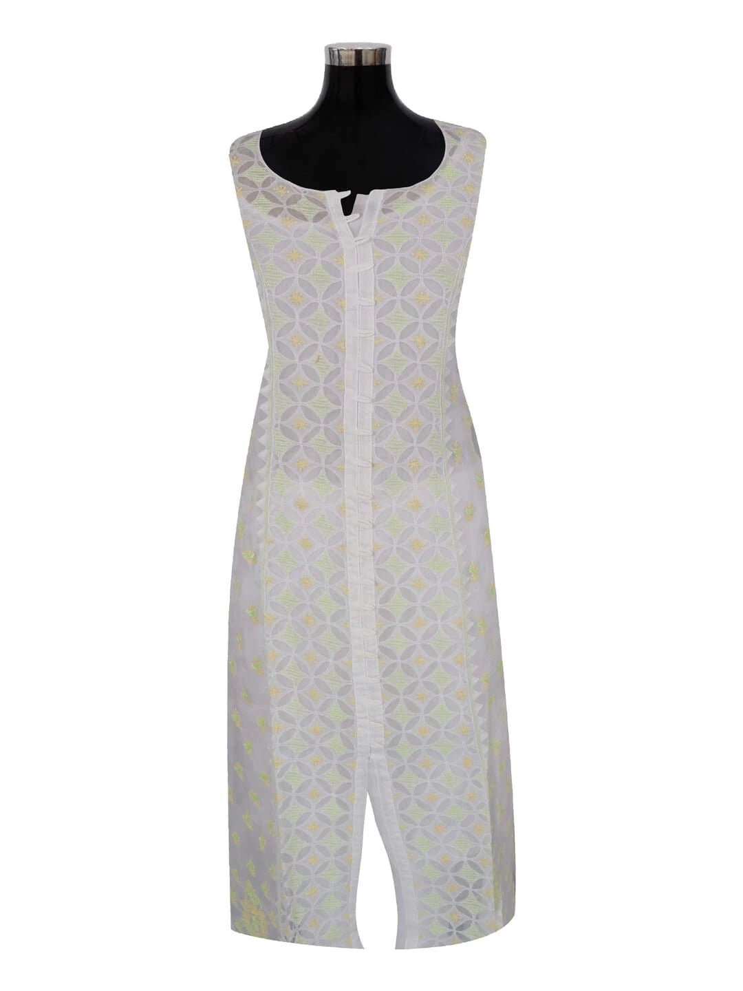 Ada Hand Embroidered White Organza Lucknowi Chikankari Semi-Stitched Kurta Piece 01A189973