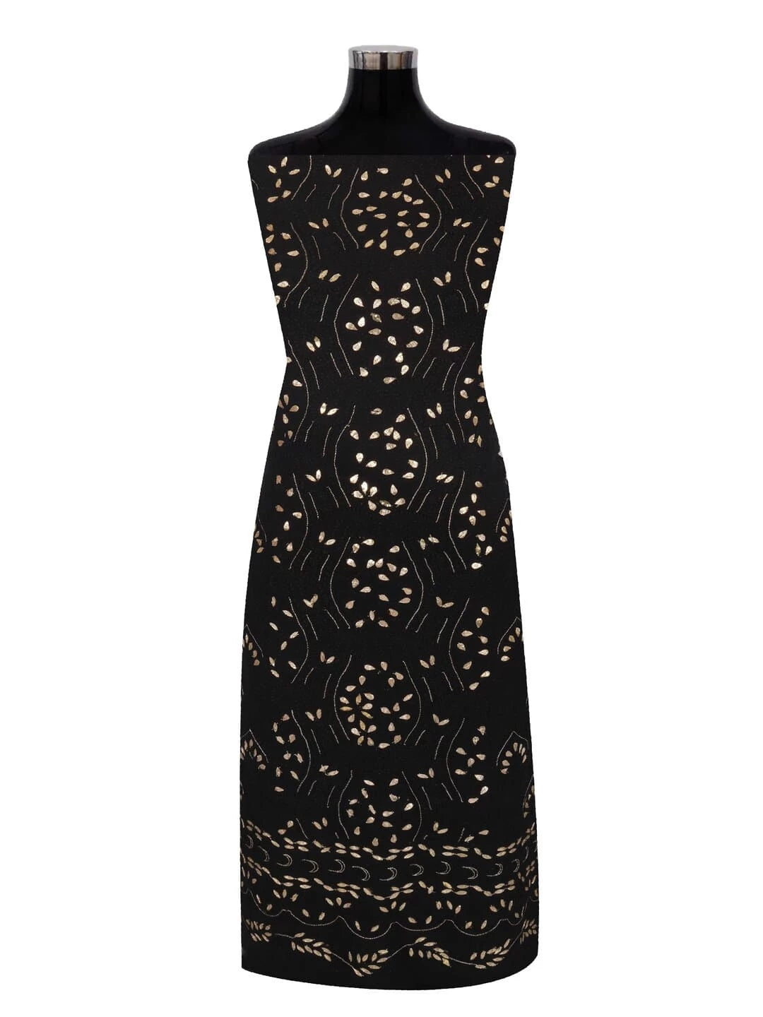 Ada Hand Embroidered Black Georgette Lucknowi Chikankari Unstitched Kurta Piece With Gota Patti Work A624919