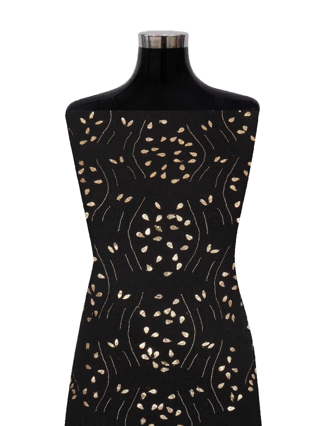 Ada Hand Embroidered Black Georgette Lucknowi Chikankari Unstitched Kurta Piece With Gota Patti Work A624919