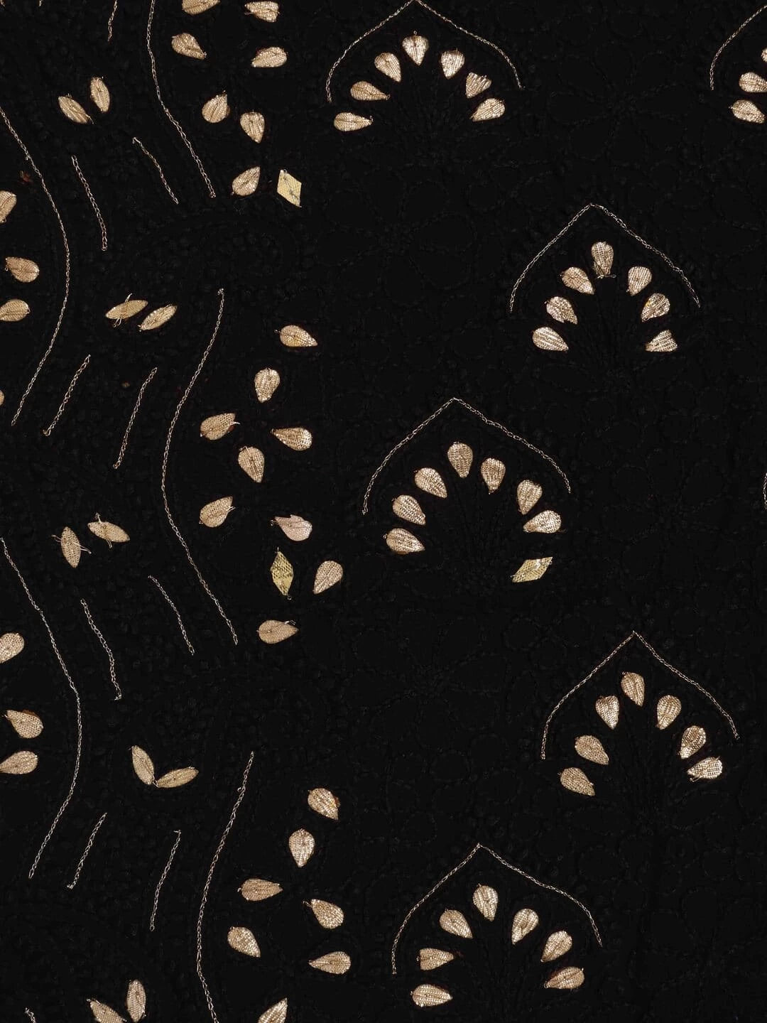 Ada Hand Embroidered Black Georgette Lucknowi Chikankari Unstitched Kurta Piece With Gota Patti Work A624919