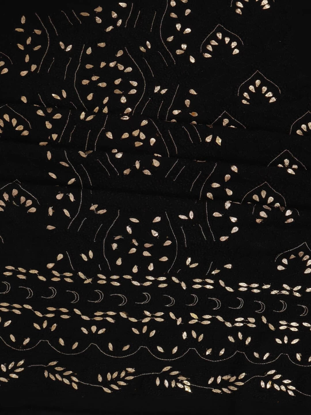 Ada Hand Embroidered Black Georgette Lucknowi Chikankari Unstitched Kurta Piece With Gota Patti Work A624919