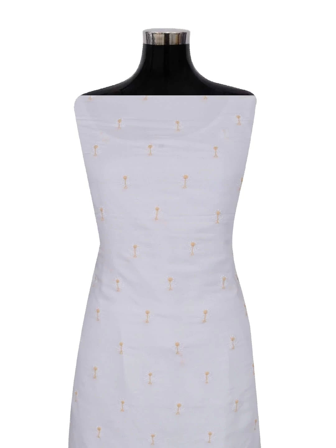 Ada Hand Embroidered White Cotton Lucknowi Chikankari Semi-Stitched Kurta Piece 01A67511