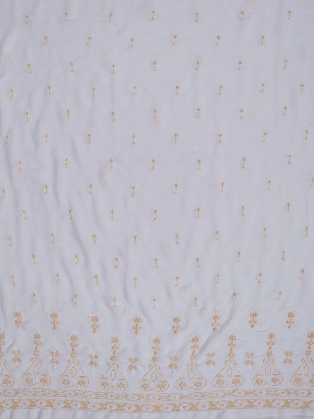 Ada Hand Embroidered White Cotton Lucknowi Chikankari Semi-Stitched Kurta Piece 01A67511