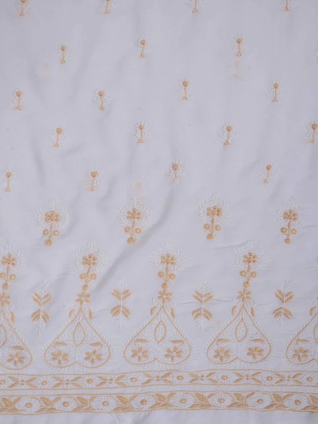 Ada Hand Embroidered White Cotton Lucknowi Chikankari Semi-Stitched Kurta Piece 01A67511