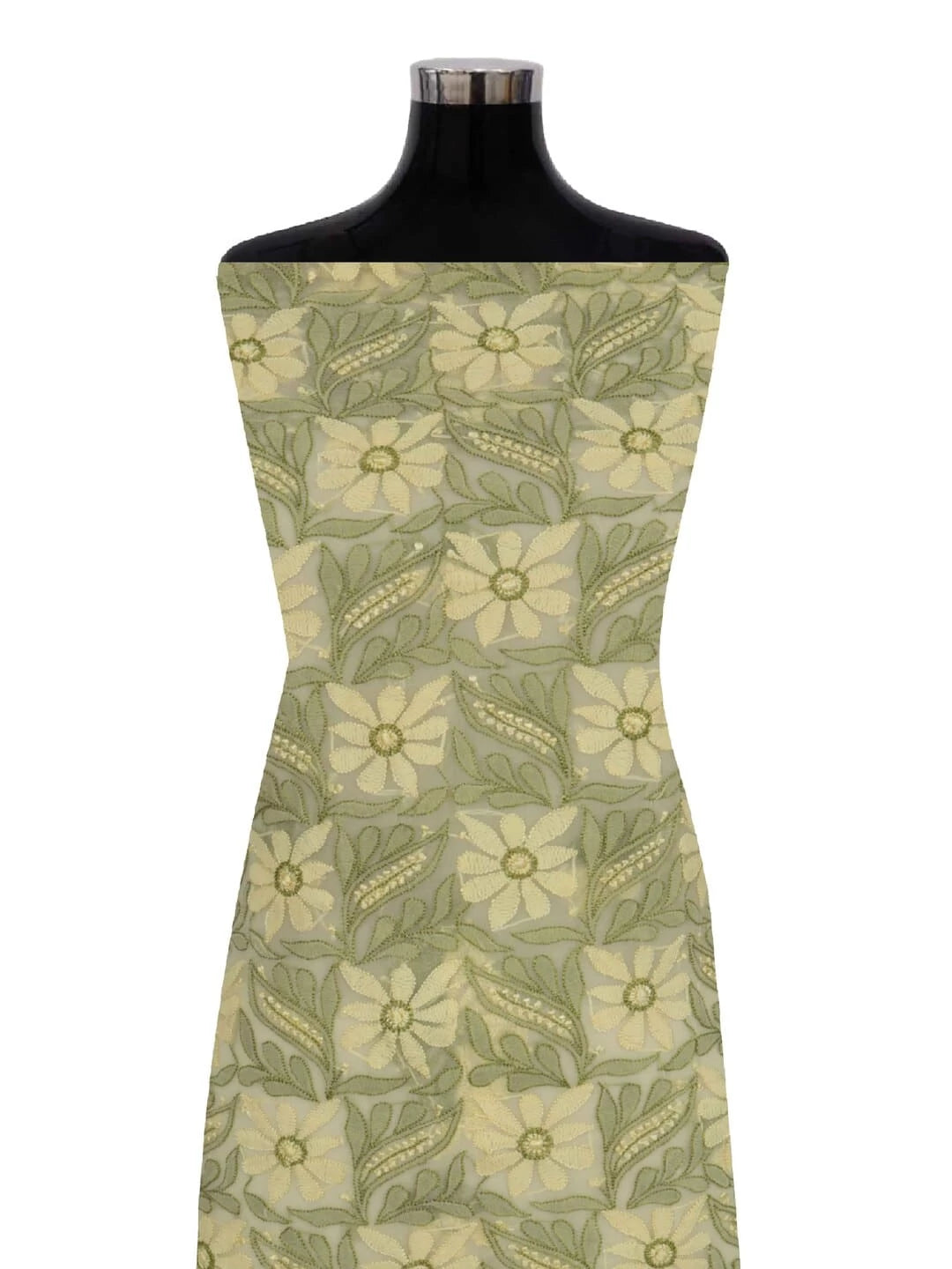 Ada Hand Embroidered Lemon Georgette Lucknowi Chikankari Unstitched Kurta Piece 01A209161