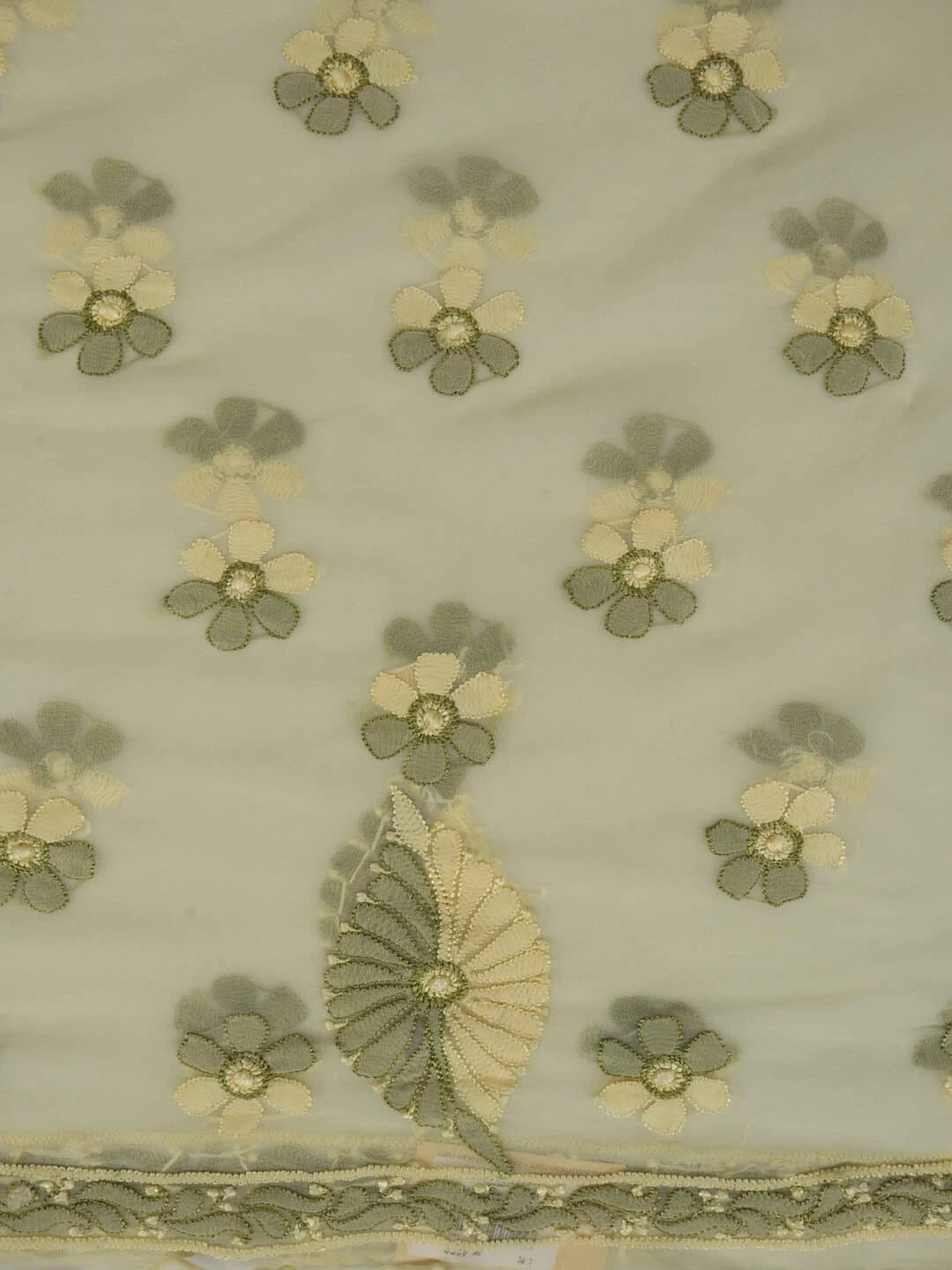 Ada Hand Embroidered Lemon Georgette Lucknowi Chikankari Unstitched Kurta Piece 01A209161