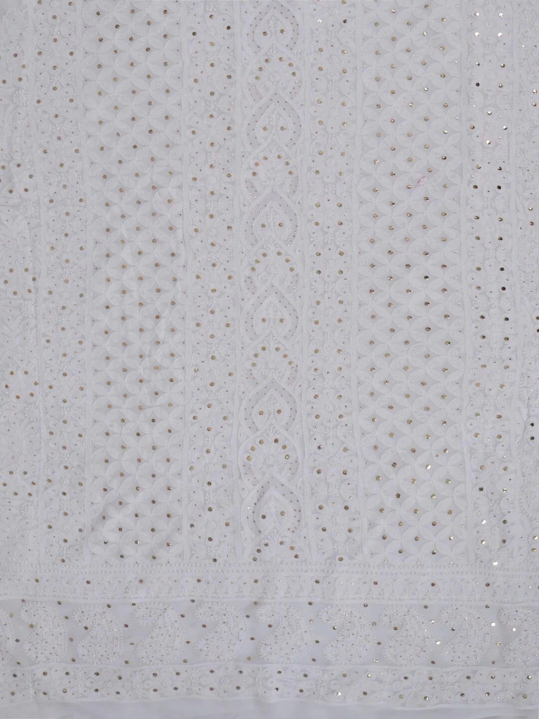 Ada Hand Embroidered White Georgette Lucknowi Chikankari Unstitched Kurta Piece With Muqaish Work 01A200128