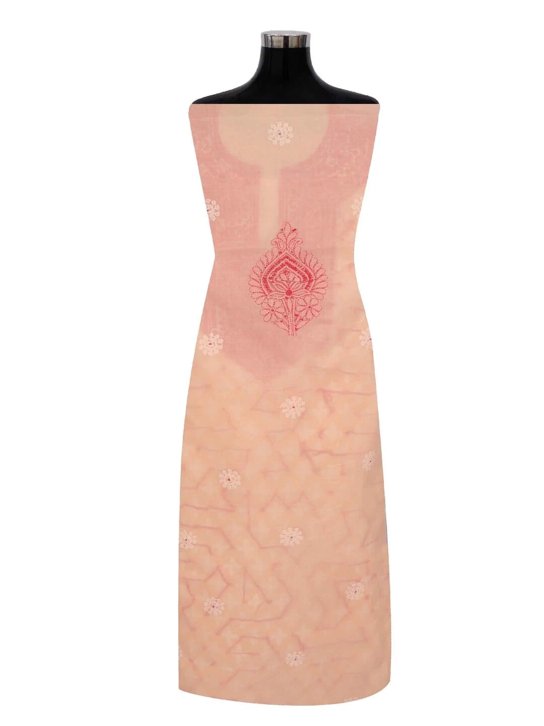 Ada Hand Embroidered Peach Cotton Lucknowi Chikankari Unstitched Kurta Piece 01A254574