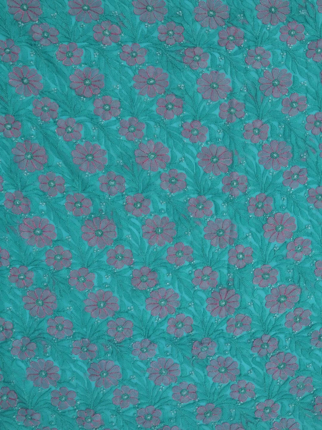 Ada Hand Embroidered Rama Green Georgette Lucknowi Chikankari Unstitched Kurta Piece 01A109612