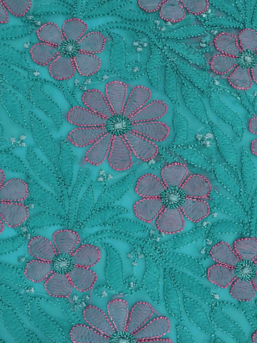 Ada Hand Embroidered Rama Green Georgette Lucknowi Chikankari Unstitched Kurta Piece 01A109612