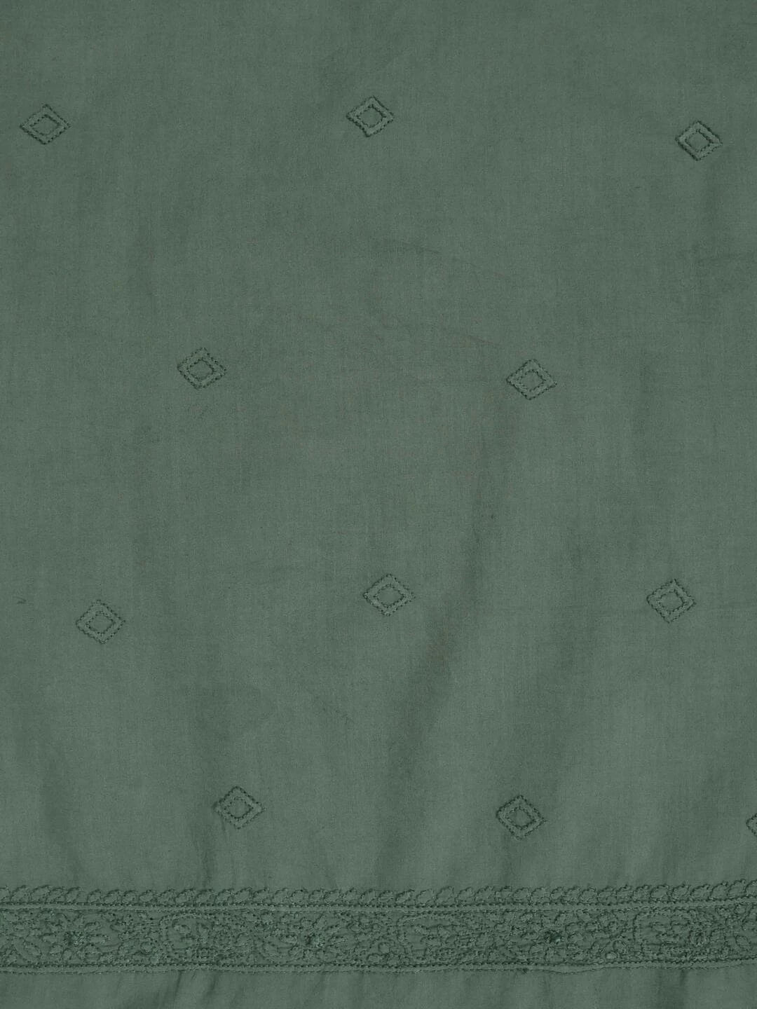 Ada Hand Embroidered Basil Green Cotton Lucknowi Chikankari Unstitched Kurta Piece A78770