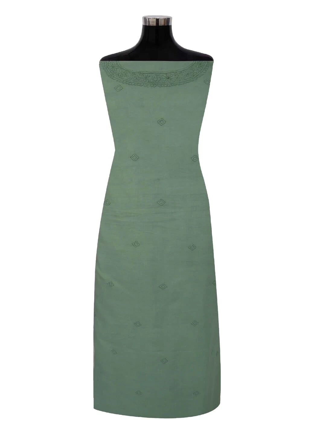 Ada Hand Embroidered Basil Green Cotton Lucknowi Chikankari Unstitched Kurta Piece A78770