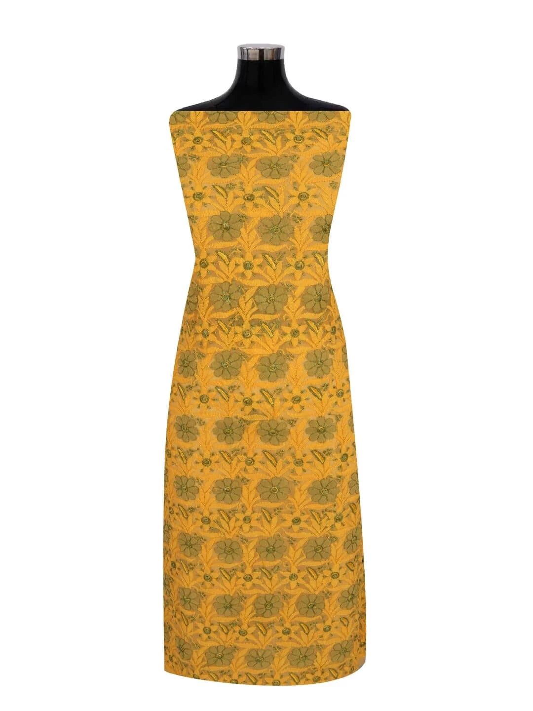 Ada Hand Embroidered Yellow Georgette Lucknowi Chikankari Unstitched Kurta Piece 01A160779