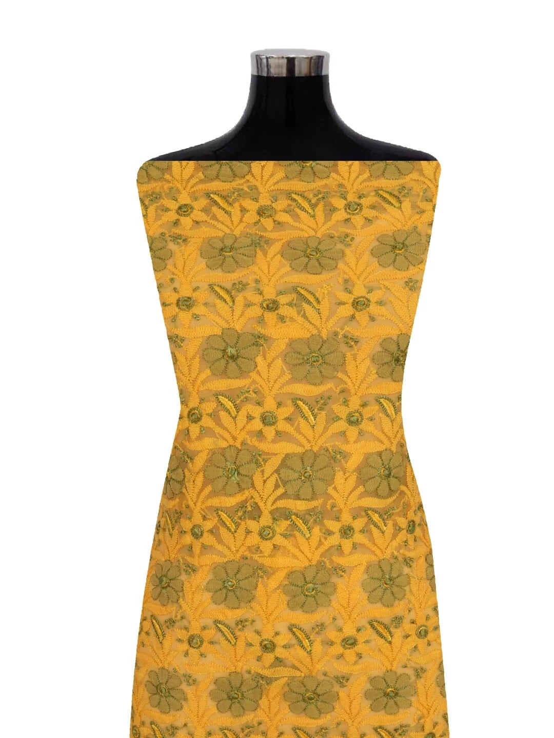 Ada Hand Embroidered Yellow Georgette Lucknowi Chikankari Unstitched Kurta Piece 01A160779