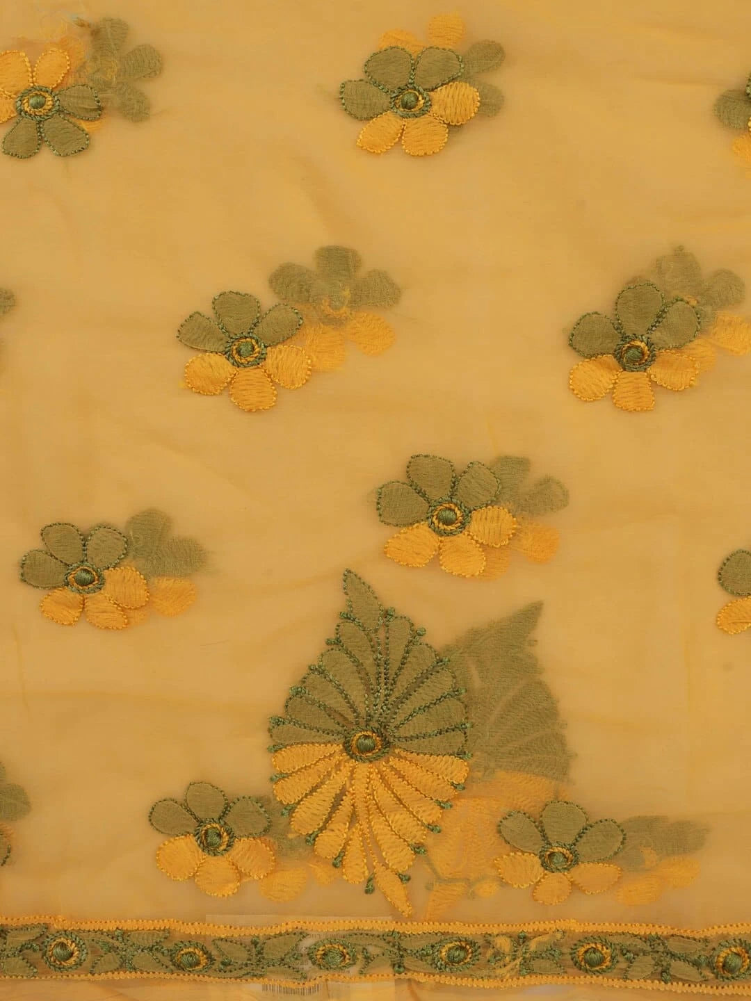 Ada Hand Embroidered Yellow Georgette Lucknowi Chikankari Unstitched Kurta Piece 01A160779