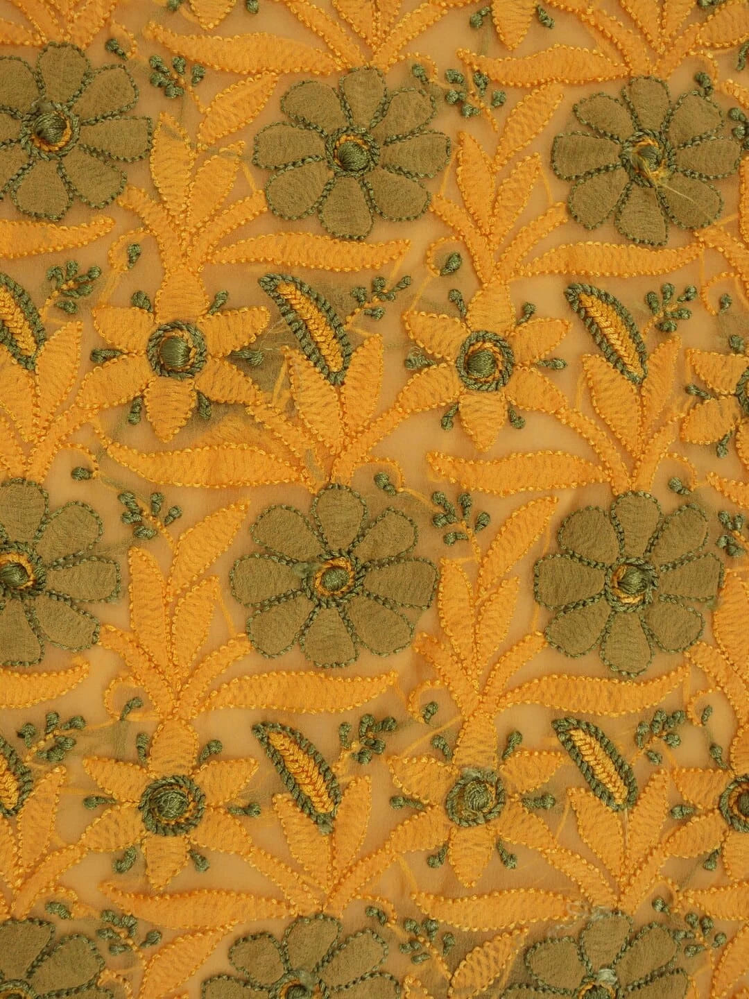 Ada Hand Embroidered Yellow Georgette Lucknowi Chikankari Unstitched Kurta Piece 01A160779