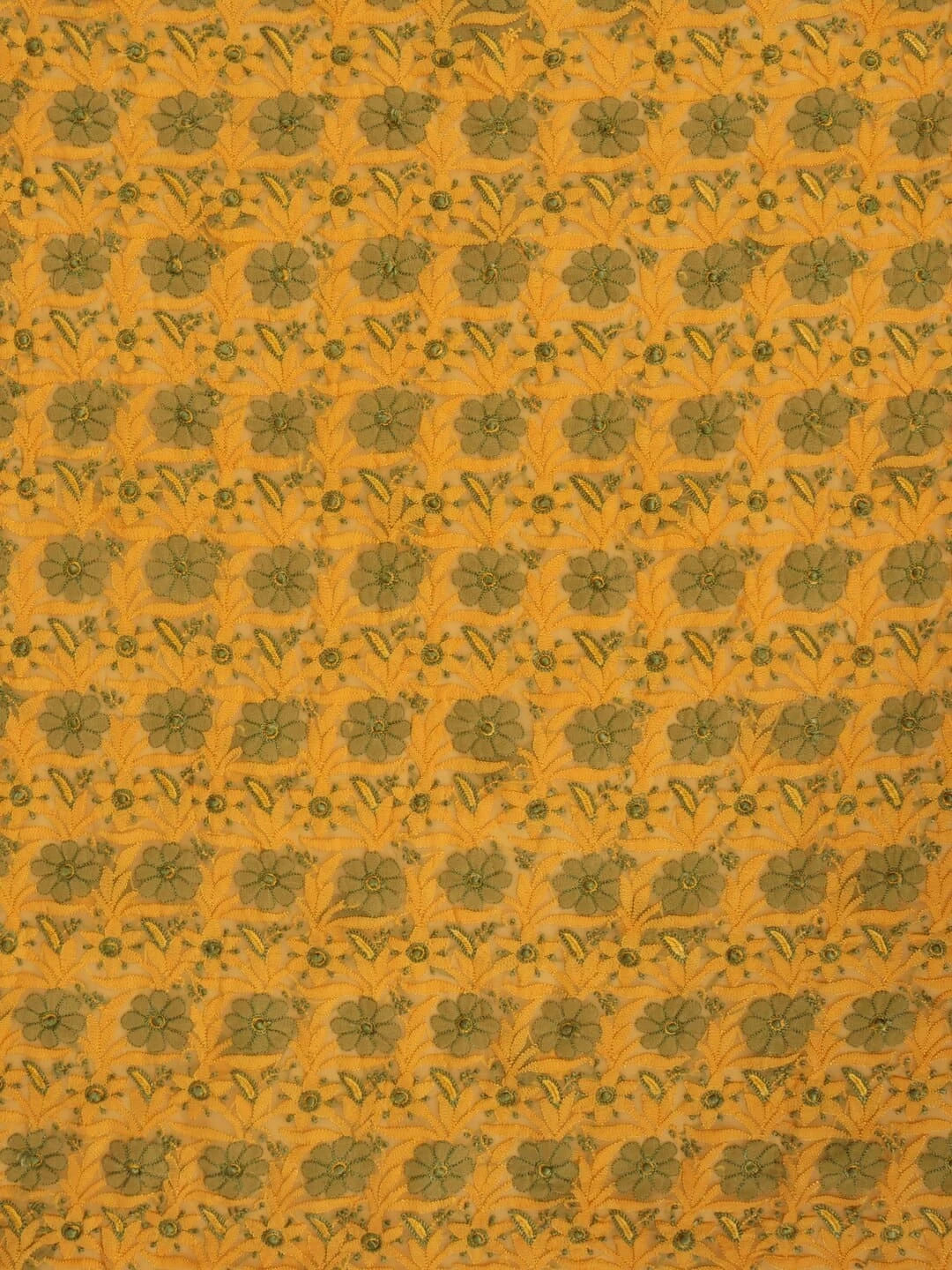 Ada Hand Embroidered Yellow Georgette Lucknowi Chikankari Unstitched Kurta Piece 01A160779