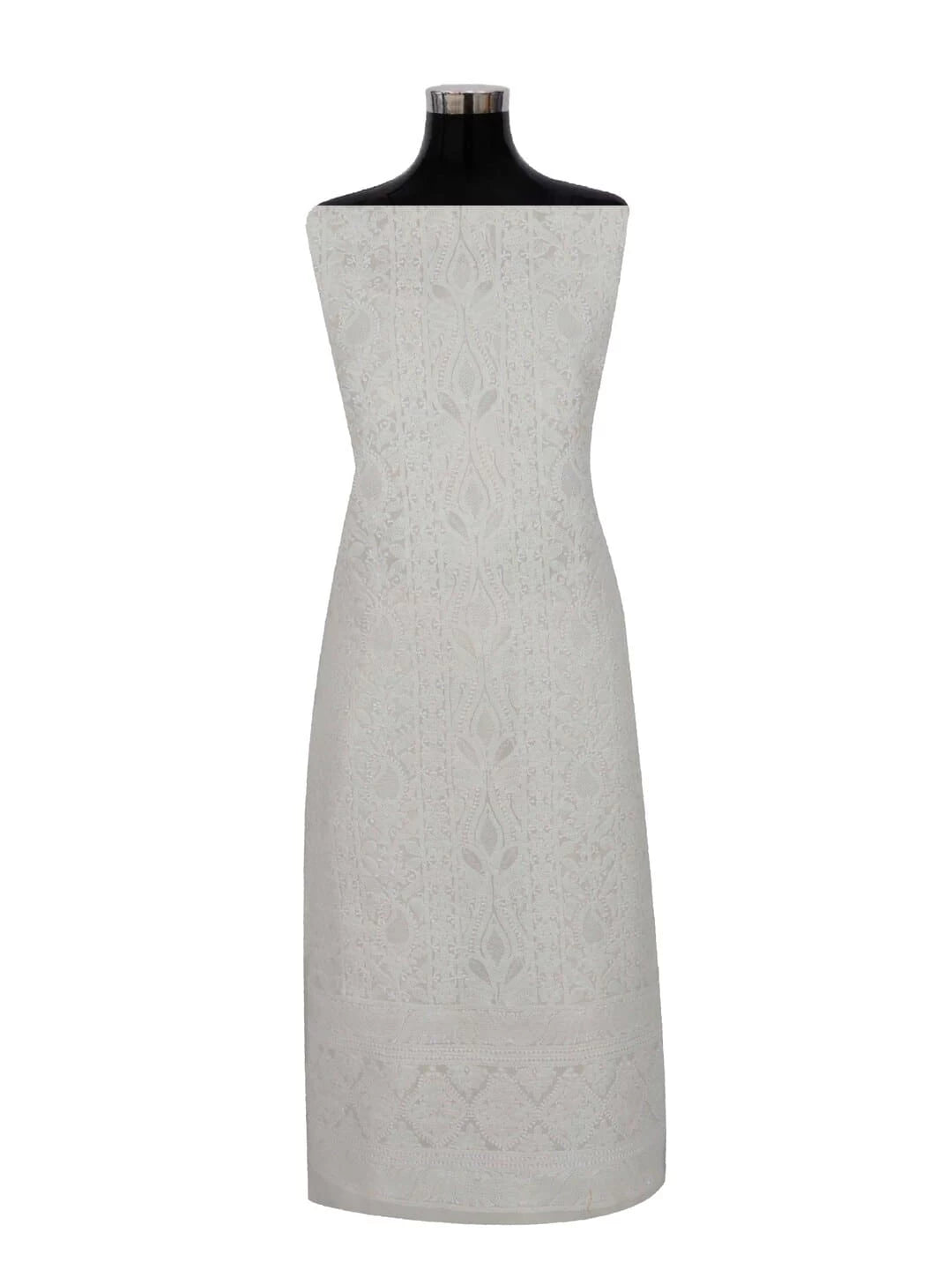 Ada Hand Embroidered Cream Cotton Lucknowi Chikankari Unstitched Kurta Piece 01A261761