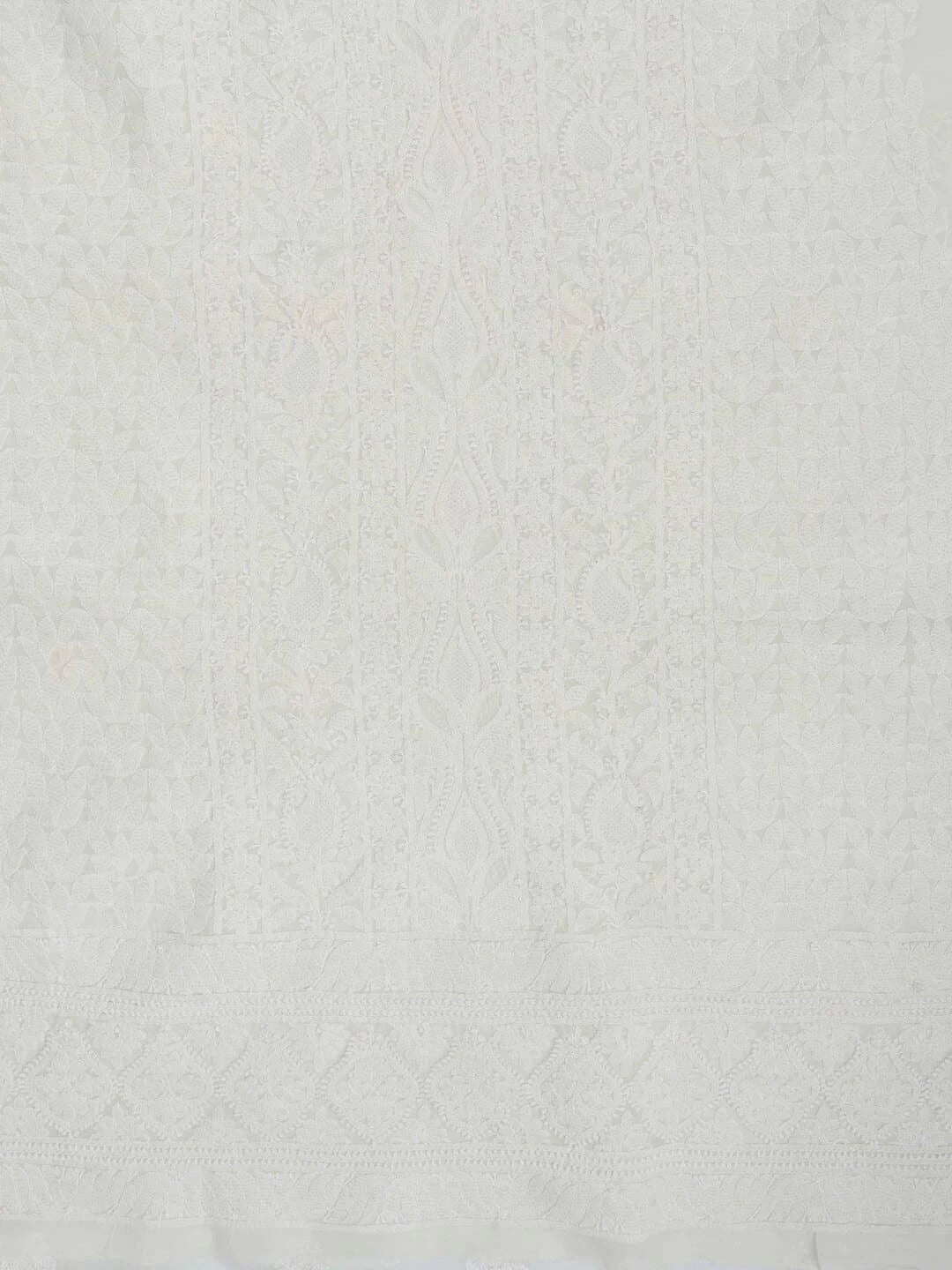 Ada Hand Embroidered Cream Cotton Lucknowi Chikankari Unstitched Kurta Piece 01A261761