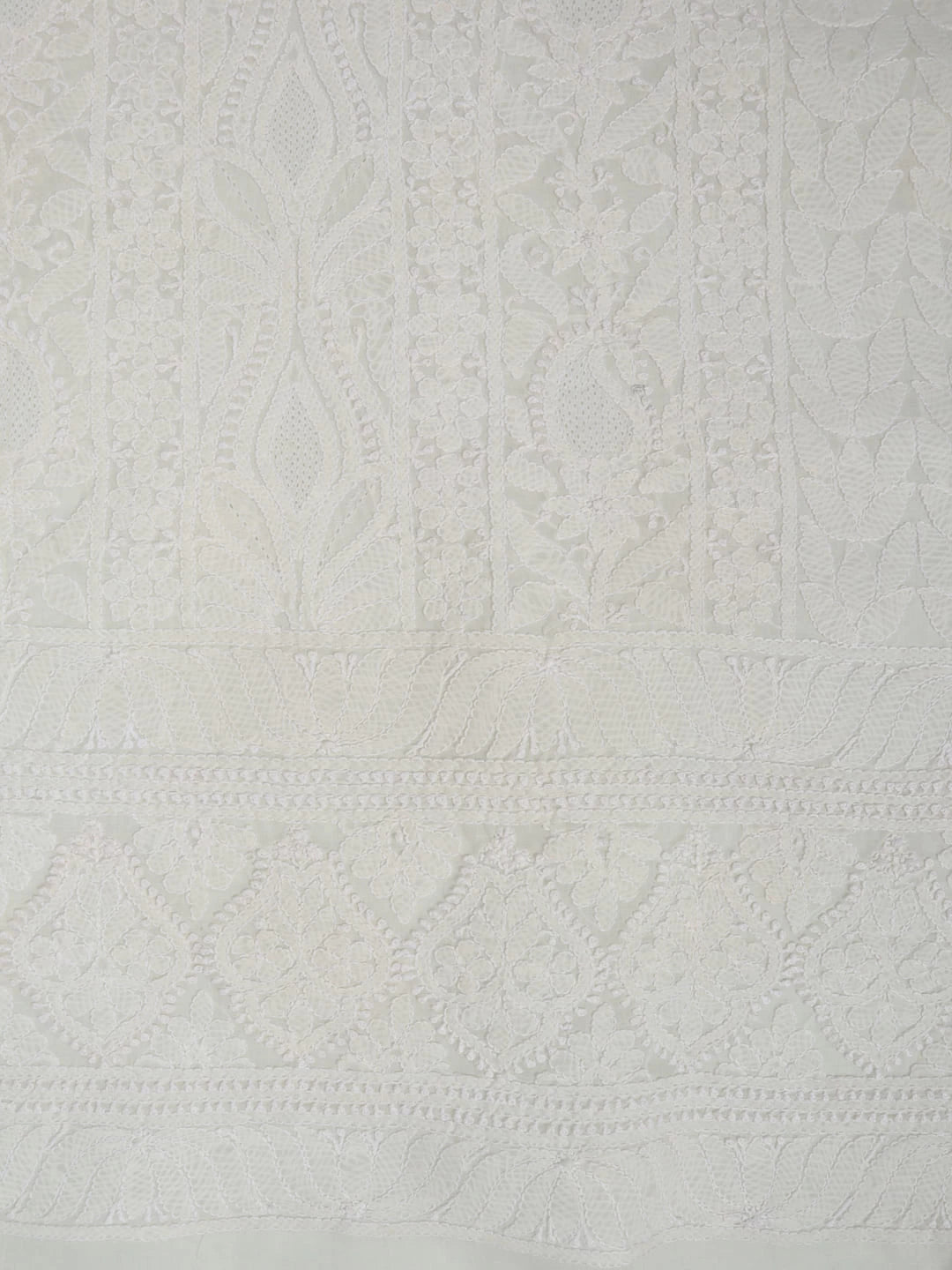 Ada Hand Embroidered Cream Cotton Lucknowi Chikankari Unstitched Kurta Piece 01A261761