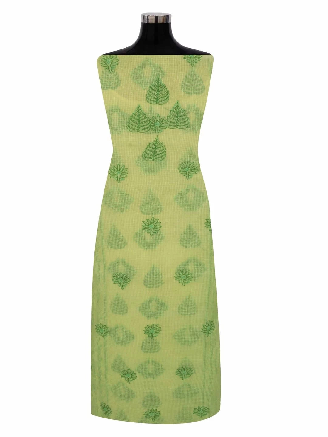 Ada Hand Embroidered Lemon Kota Lucknowi Chikankari Unstitched Kurta Piece 01A223500