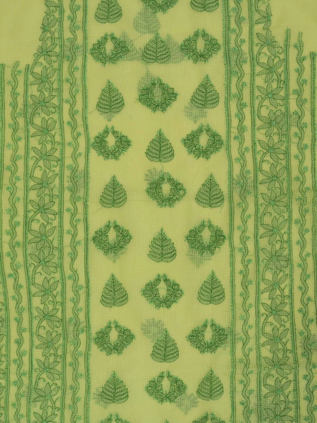 Ada Hand Embroidered Lemon Kota Lucknowi Chikankari Unstitched Kurta Piece 01A223500