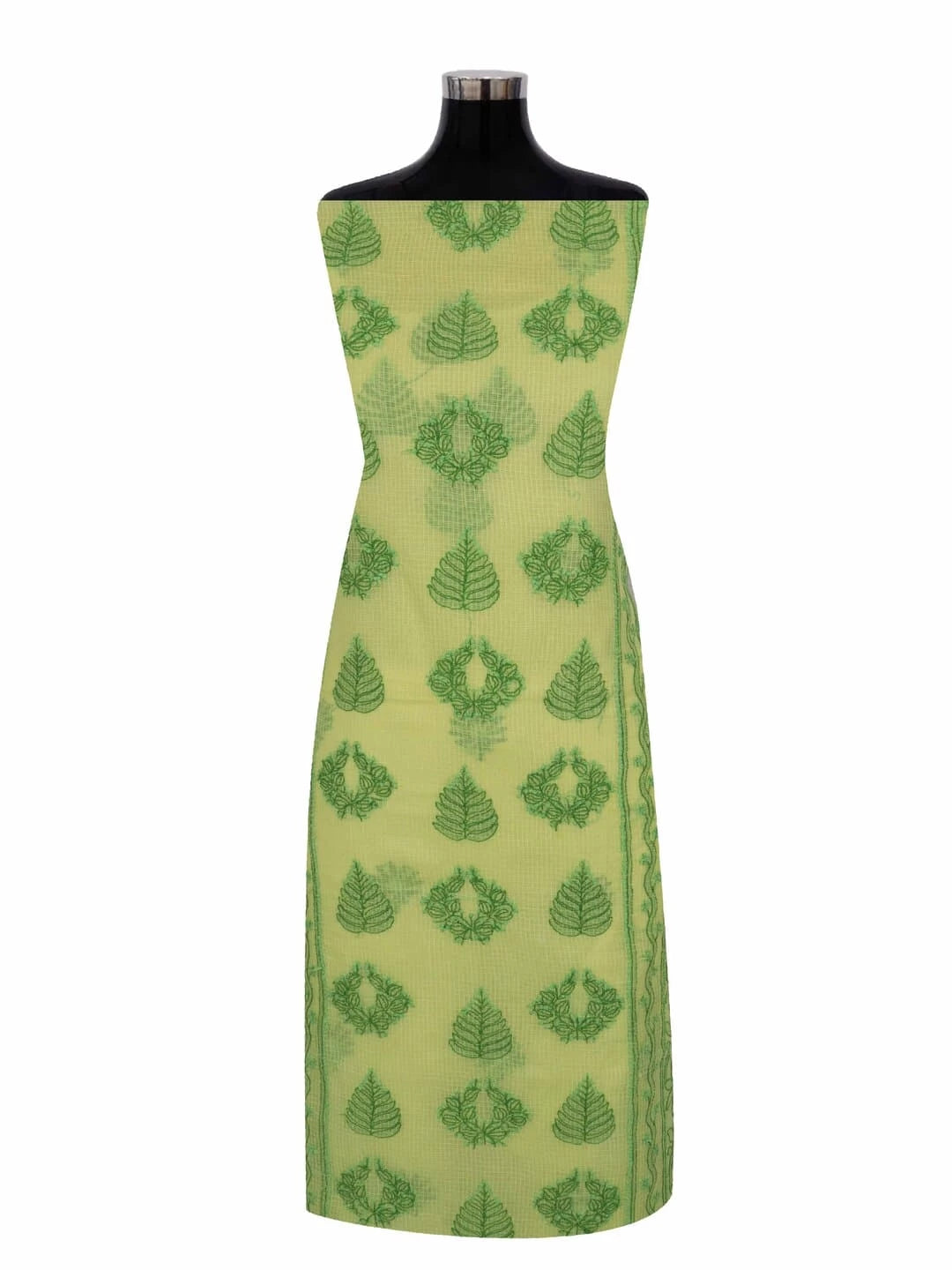 Ada Hand Embroidered Lemon Kota Lucknowi Chikankari Unstitched Kurta Piece 01A223500