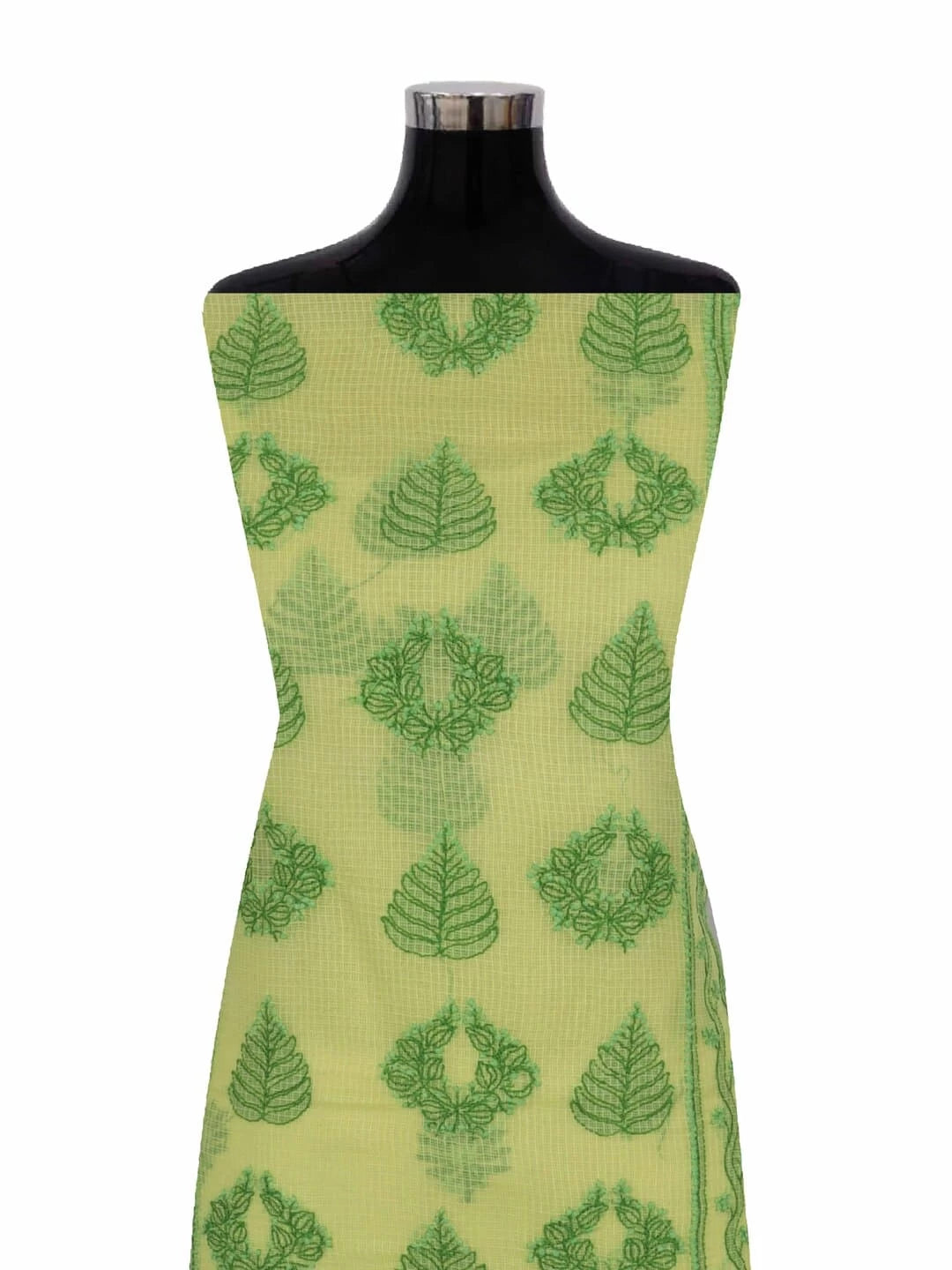 Ada Hand Embroidered Lemon Kota Lucknowi Chikankari Unstitched Kurta Piece 01A223500